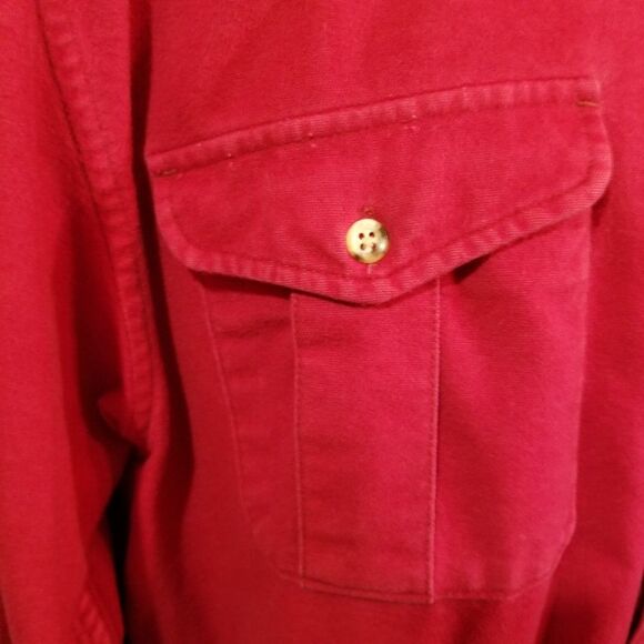 80's Vintage Eddie Bauer Men's Chamois Shirt Dark Garnet Red, Size L - Picture 3 of 6